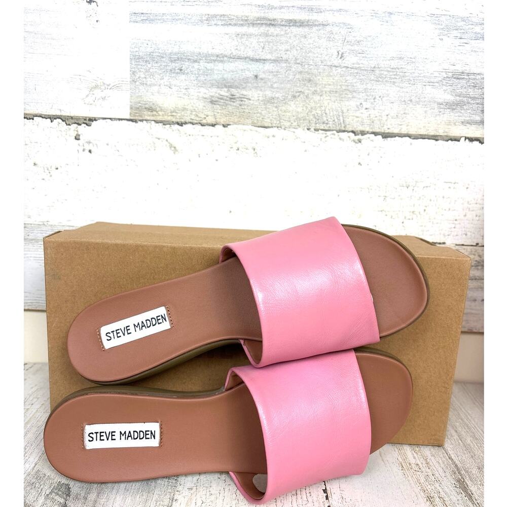 Steve Madden Womens 8 Light Pink Kailey Leather Slip-On Flat Summer Sandal - Picture 4 of 6